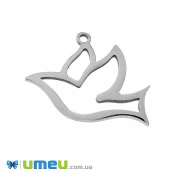 Підвіска з нержавіючої сталі Птах, 24,5х19 мм, Темне срібло (STL-049154)