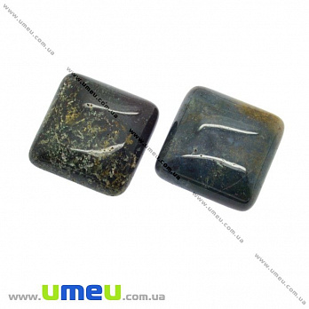 Кабошон нат. камень Агат моховый, Квадратный, 16х16 мм, 1 шт (KAB-012654)