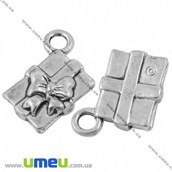 Подвеска металлическая Подарок, Античное серебро, 13х10 мм, 1 шт (POD-001230)