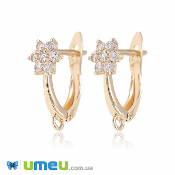 [Архів] Швензи з англійським замком зі стразами куб. цирконій, Золото, 17х14х7 мм (OSN-039921)