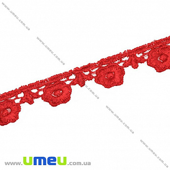 Кружево плетеное, 20 мм, Красное, 1 м (LEN-010465)