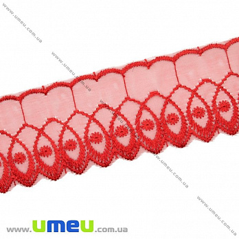 Кружево органза Волна, 50 мм, Красное, 1 м (LEN-015548)