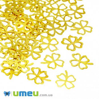 Декоративний елемент Конюшина, 6х5х0,1 мм, Золото (DIF-047140)