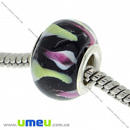 Намистина PANDORA Lampwork, 14х10 мм, Чорна, Срібло, 1 шт (BUS-006462)