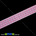 Лента тканевая Шотландка, 25 мм, Розовая, 1 м (LEN-019677)