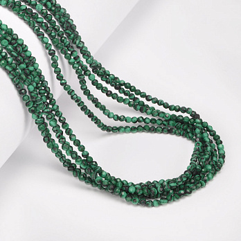 Намистини Малахіт, Синт. камінь, 2-2,5 мм, Круглі грановані (BUS-054300)