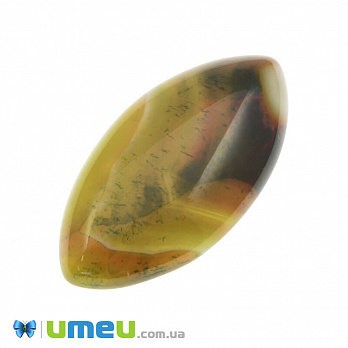 Кабошон нат. камень Агат Бразильский золотисто-коричневый, Лодочка, 40х20 мм, 1 шт (KAB-042776)