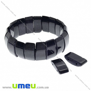 [Архів] Намистина натуральний камінь на два отвори Авантюрин синій, 24х12х8 мм (BUS-027511)