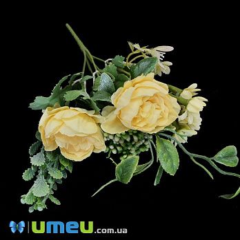 Букет півонії з ромашками, 28 см, Жовтий (DIF-045856)