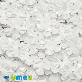 Пайетки Индия цветы, 14 мм, Белые, 5 г (PAI-037848)