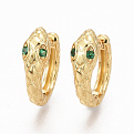 Серьги-кольца Huggie, Латунь с покрытием 18 kt, Стразы куб. цирконий, 18х15х5,5 мм (OSN-053107)