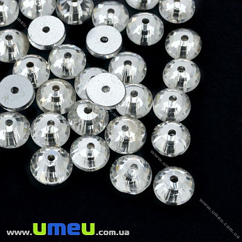 пришивний елемент скл. Круглий гранований, 8 мм, Білий (KAB-012622)