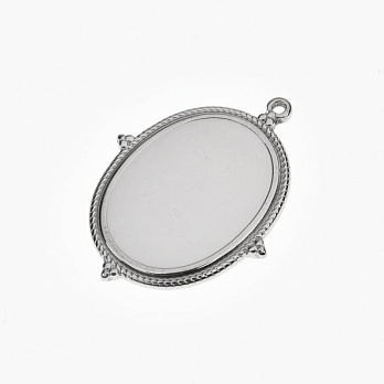 Основа овальна з нерж. сталі, 36,5х26,5 мм, 25х18 мм, Темне срібло (STL-059505)