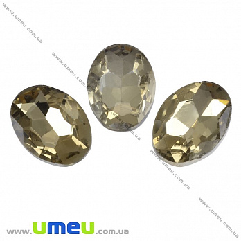 Ріволі скляний, Овал гранований, 25х18 мм, Бежевий (KAB-031363)