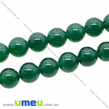 [Архив] Бусина натуральный камень Агат зеленый, 12 мм, Круглая, 1 шт (BUS-013782)