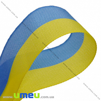 Лента тканевая, Желто-голубая, 40 мм, 1 м (LEN-010237)