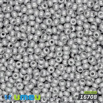 Бісер чеський №854/16708, Сірий світлий, Перламутровий, 10/0 (BIS-043972)