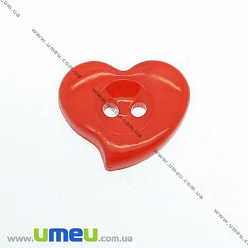 Гудзик пластиковий Серце, 23х20 мм, Червоний (PUG-007563)