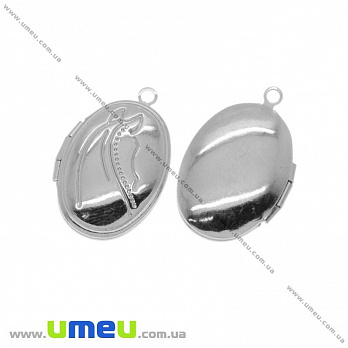 Медальон Овальный, Темное серебро, 24х16 мм, 1 шт (POD-020123)