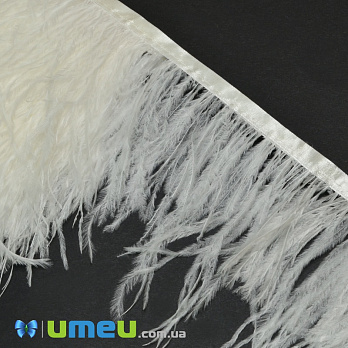 Перья страуса на ленте, 8-10 см, Белые, 10 см (PER-038886)