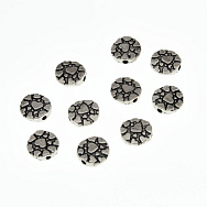 Бусины мет. Круглые плоские с сердечками, 9х3 мм, Античное серебро (BUS-039080)