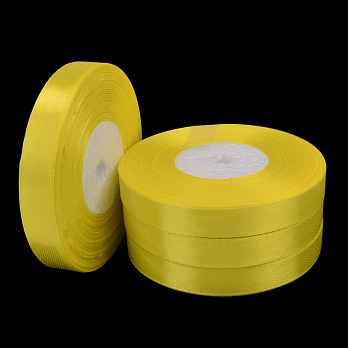 Атласна стрічка, 12 мм, Жовта (LEN-052730)