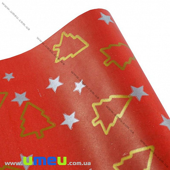 Пакувальний папір Новорічний, Червоний, 70х100 см (UPK-030227)