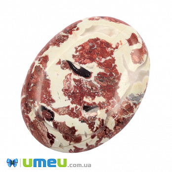 Кабошон нат. камінь Яшма брекчієва, Овал, 40,4 х30,3 мм (KAB-050029)