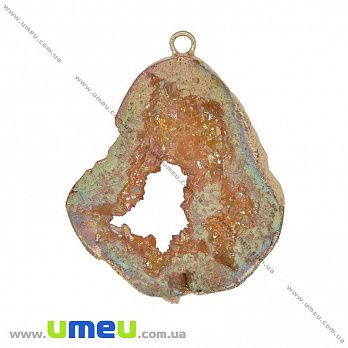 Підвіска з натурального каменю, Друза агату, Помаранчева, 51х40 мм (POD-033054)