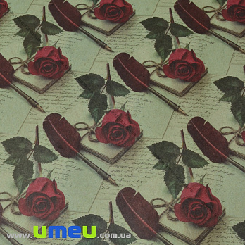 Упаковочная крафт бумага Розы, Бежевая, 70х100 см, 1 лист (UPK-035600)