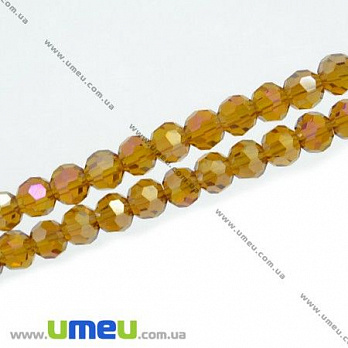 [Архів] Намистина під кришталь гранована кругла, 6 мм, Янтарна АВ (BUS-007628)