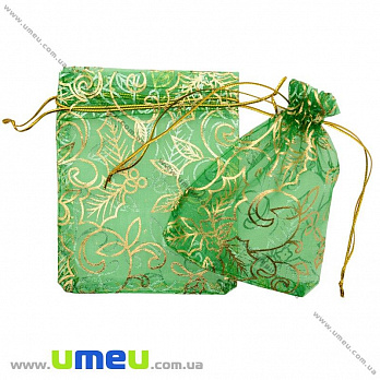 Подарочная упаковка из органзы, 10х12 см, Зеленая, 1 шт (UPK-020390)