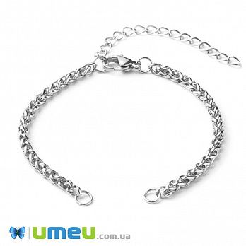 Застібка для браслета з карабіном з нерж. сталі, 7 см, Темне срібло (STL-047276)