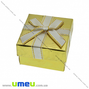 Подарочная коробочка Квадратная под кольцо, 5х5х3,5 см, Золотистая, 1 шт (UPK-035941)
