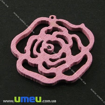 [Архів] Підвіска дерев'яна Розочка, Рожева, 25х24 мм (POD-001327)