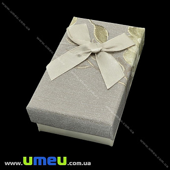 Подарочная коробочка Прямоугольная с узором, 8х4,5х2,5 см, Серая, 1 шт (UPK-023139)