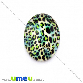 Кабошон скляний з принтом Леопардовий, 18х13 мм, Овал (KAB-013717)
