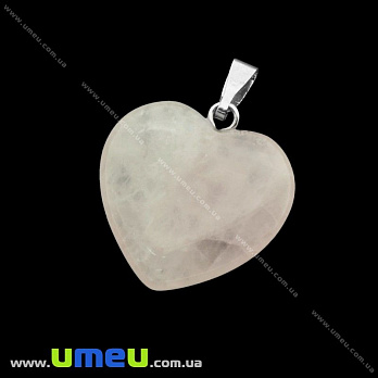 Подвеска Сердце из натурального камня, Кварц розовый, 28х20 мм, 1 шт (POD-023913)