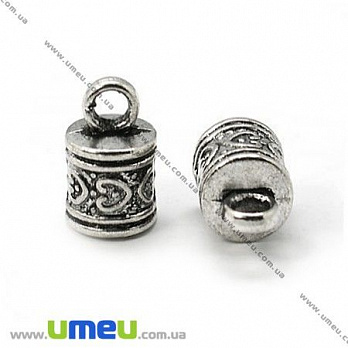 Колпачок металлический, 16х10 мм, Античное серебро, 1 шт (OBN-008481)