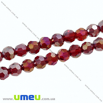 [Архів] Намистина під кришталь гранована кругла, 6 мм, Червона АВ (BUS-014313)