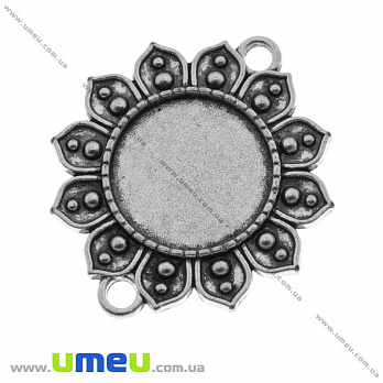 Основа-коннектор кругла, 37х32 мм, 18 мм, Античне срібло (OSN-016872)