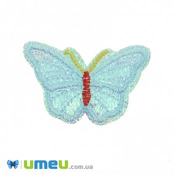 Термоаппликация Бабочка блестящая, 6х4 см, Голубая, 1 шт (APL-042250)