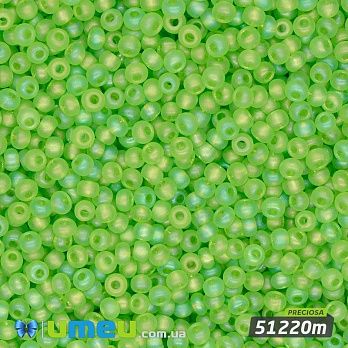 Бісер чеський №761m/51220m, Салатовий, Матовий райдужний, 10/0 (BIS-043878)