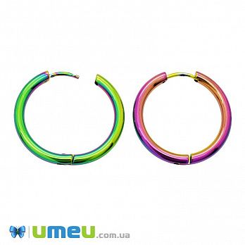 Сережки-кільця Huggie з нержавіючої сталі, 23х23х2,5 мм, Різнокольорові (STL-047294)