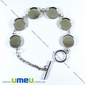 [Архів] Основа для браслета під кабошон, Темне срібло, 22 см (OSN-002248)