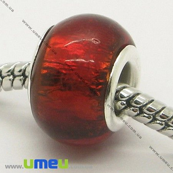 [Архів] Намистина PANDORA Lampwork, 13х9 мм, Червона, Срібло (BUS-007378)