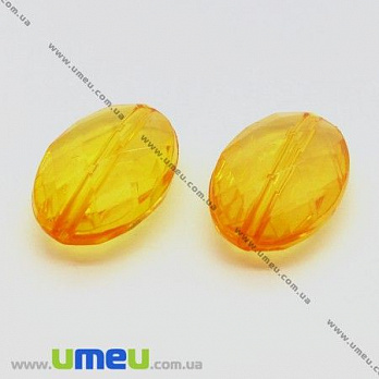 [Архів] Намистина акрилова Овал гранований, 19х13 мм, Помаранчева (BUS-003644)