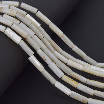 Намистини Перламутр кремовий, Натур. камінь, 13х4 мм, Бочонок (BUS-058122)