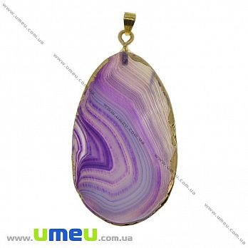 Подвеска из натурального камня, Агат фиолетовый в фольге, 65х32 мм, 1 шт (POD-033011)