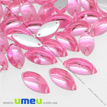 Пришивной кристалл пласт. Лодочка, 15х7 мм, Розовый (KAB-012181)
